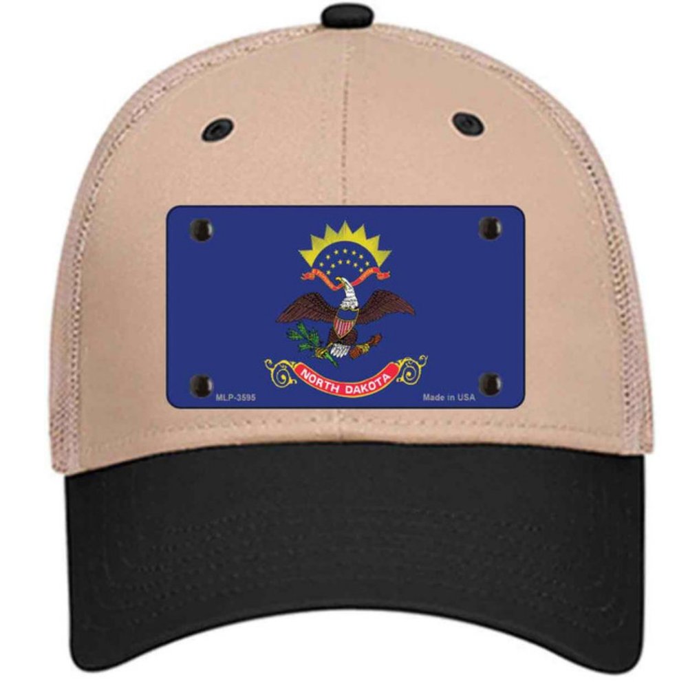 North Dakota Metal on Trucker Mesh Snapback Hat - Khaki